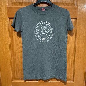 ISLAND GIRL Women's M Gray Heather Hawaii Hang Loose Aloha Short Sleeve T-shirt